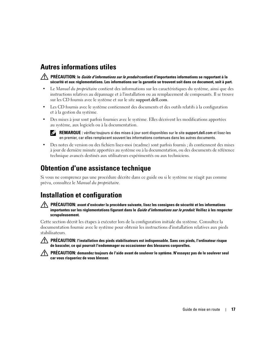 Autres informations utiles, Obtention d'une assistance technique, Installation et configuration | Dell PowerEdge 1900 User Manual | Page 19 / 50