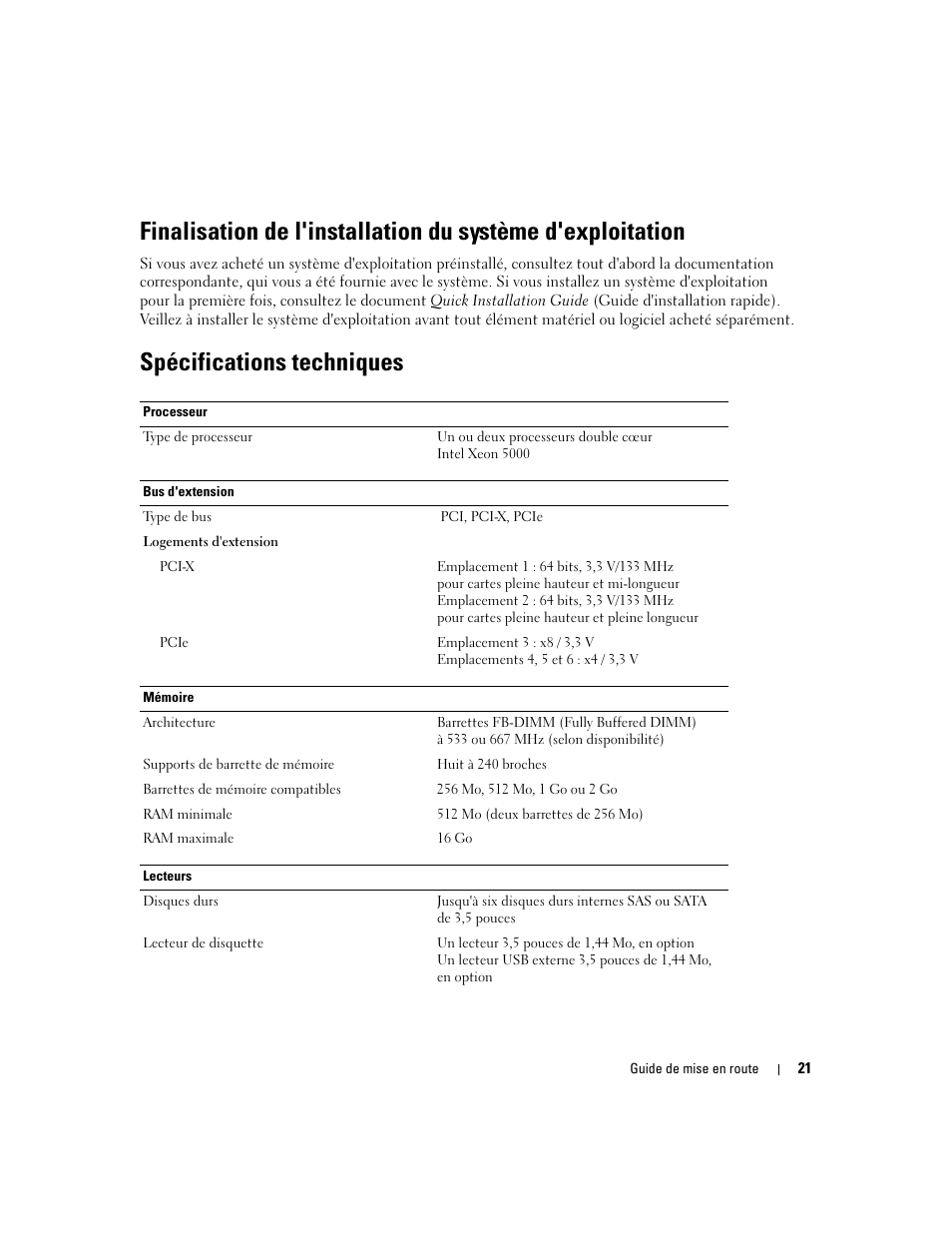 Spécifications techniques | Dell PowerEdge 1900 User Manual | Page 23 / 50