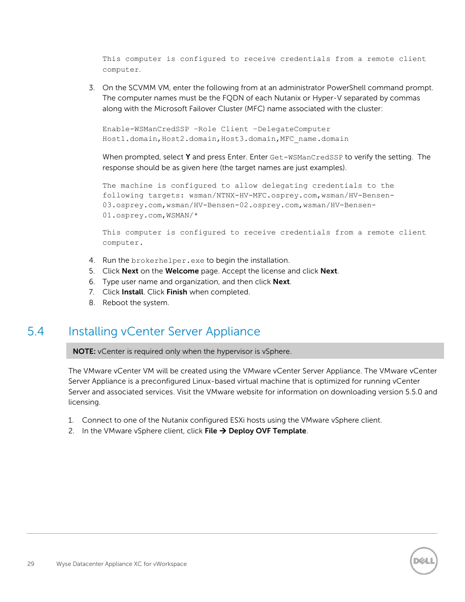Installing vcenter server appliance, 4 installing vcenter server appliance | Dell XC Web-Scale Converged Appliance User Manual | Page 29 / 81