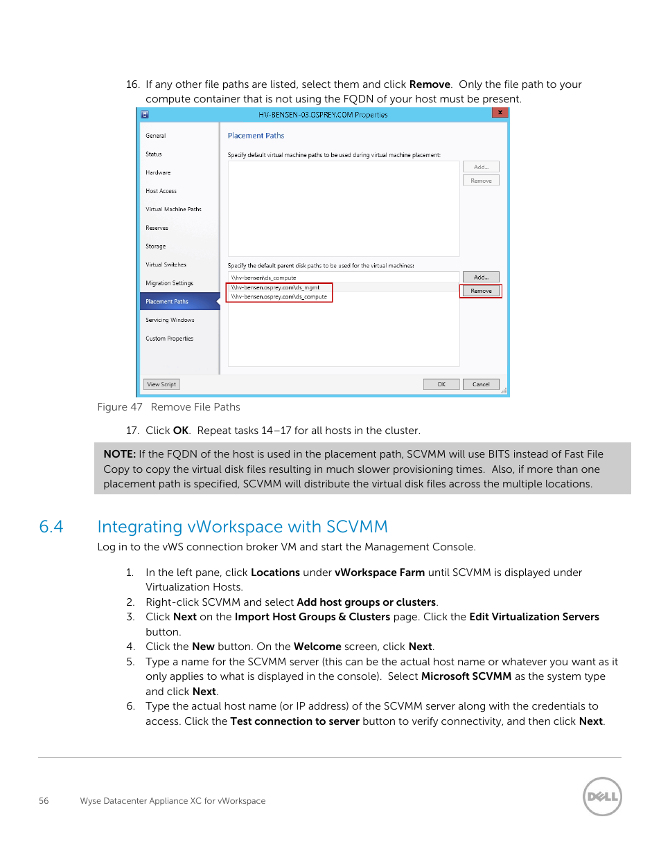 Integrating vworkspace with scvmm, 4 integrating vworkspace with scvmm | Dell XC Web-Scale Converged Appliance User Manual | Page 56 / 81