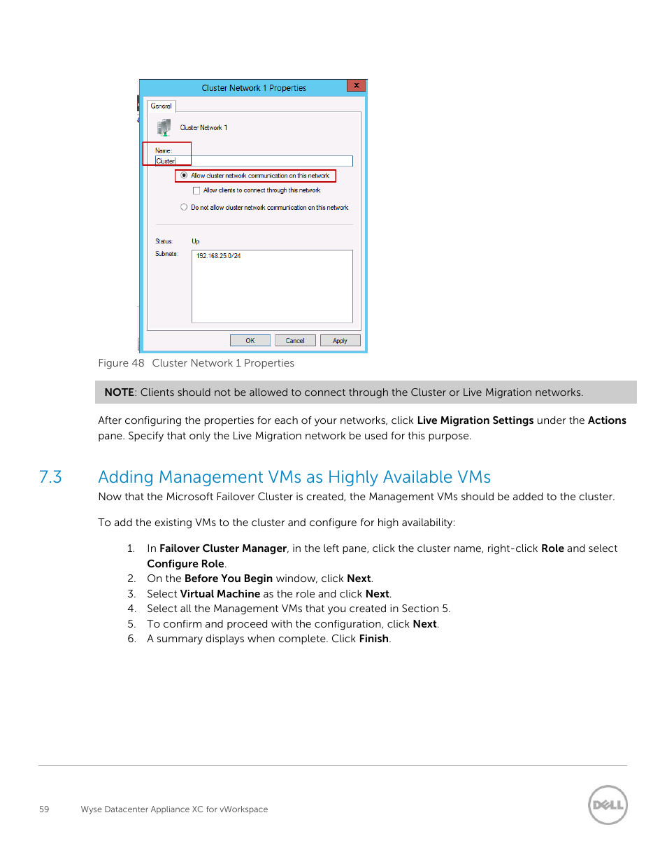 Adding management vms as highly available vms, 3 adding management vms as highly available vms | Dell XC Web-Scale Converged Appliance User Manual | Page 59 / 81