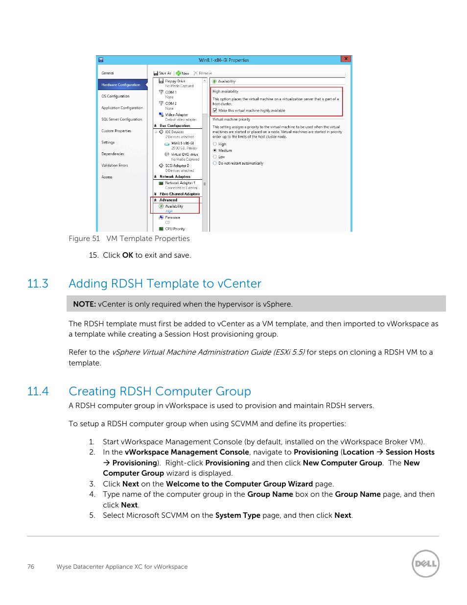 Adding rdsh template to vcenter, Creating rdsh computer group, 3 adding rdsh template to vcenter | 4 creating rdsh computer group | Dell XC Web-Scale Converged Appliance User Manual | Page 76 / 81