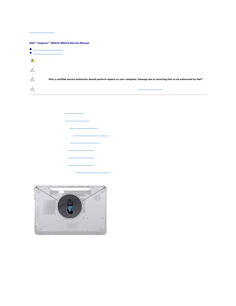 Middle cover, Removing the middle cover | Dell Inspiron M501R (Early 2010) User Manual | Page 33 / 51