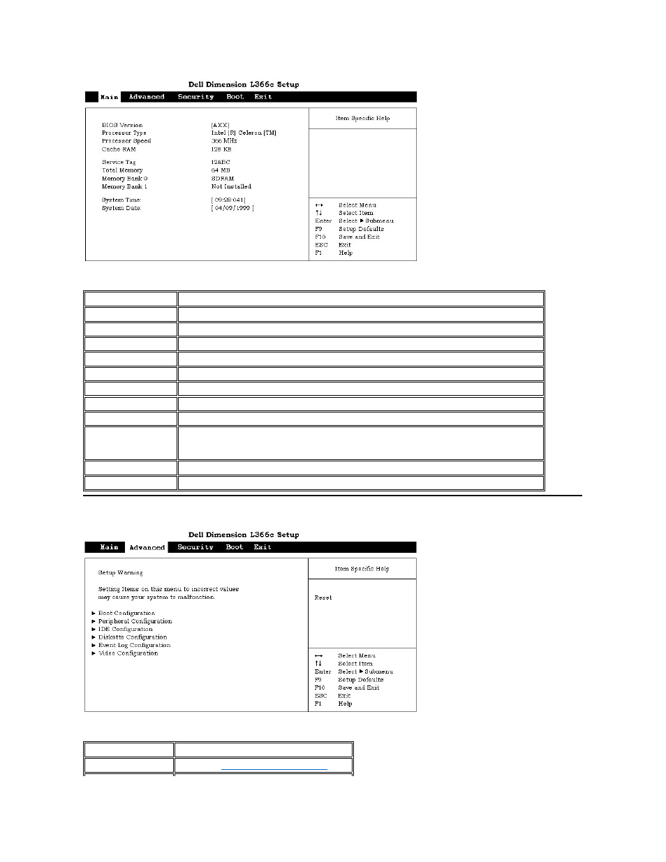 Advanced screen | Dell Dimension L___cx User Manual | Page 35 / 46