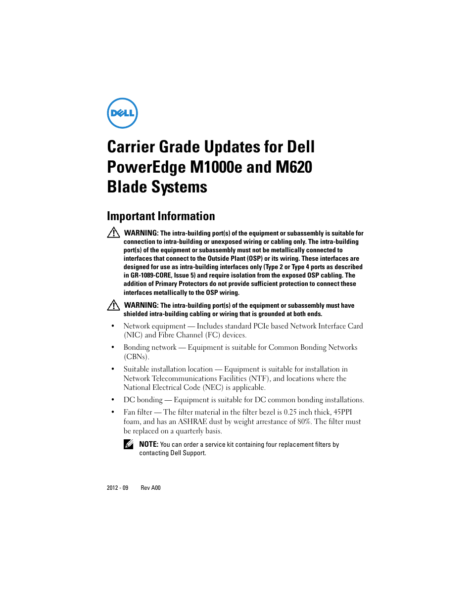 Dell POWEREDGE M1000E User Manual | 2 pages