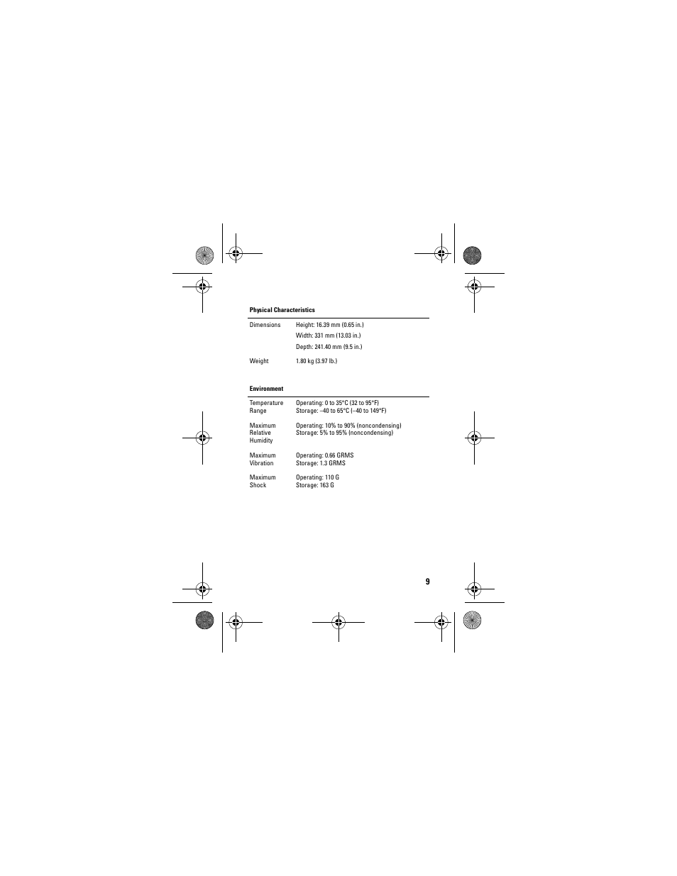 Physical characteristics, Environment | Dell Adamo 13 (Early 2009) User Manual | Page 11 / 58