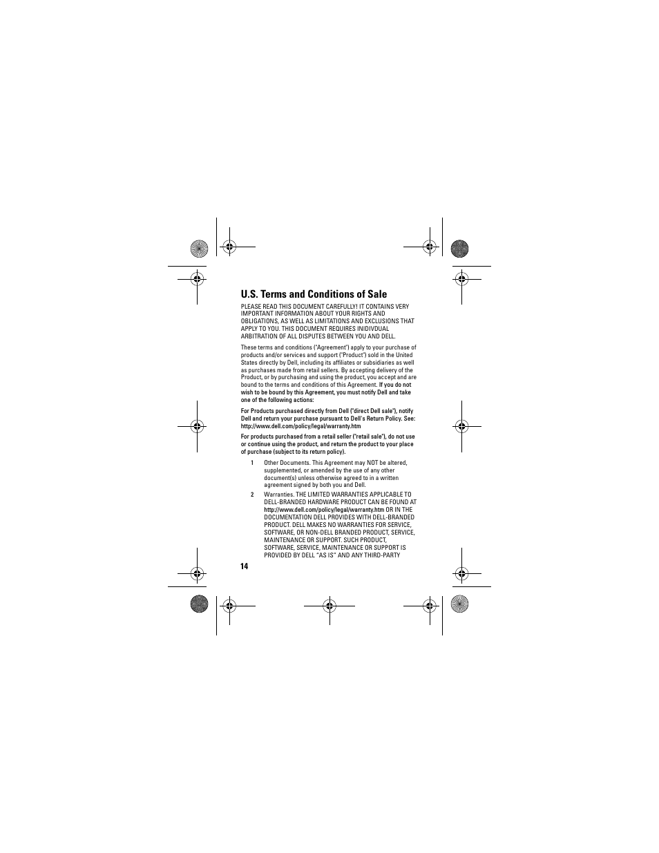 U.s. terms and conditions of sale | Dell Adamo 13 (Early 2009) User Manual | Page 16 / 58
