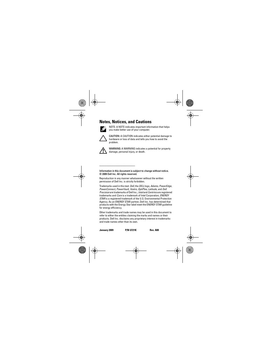 Notes, notices, and cautions | Dell Adamo 13 (Early 2009) User Manual | Page 2 / 58