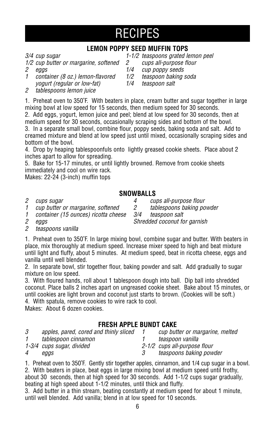 Recipies, Recipes | Black & Decker MGD200 User Manual | Page 6 / 8