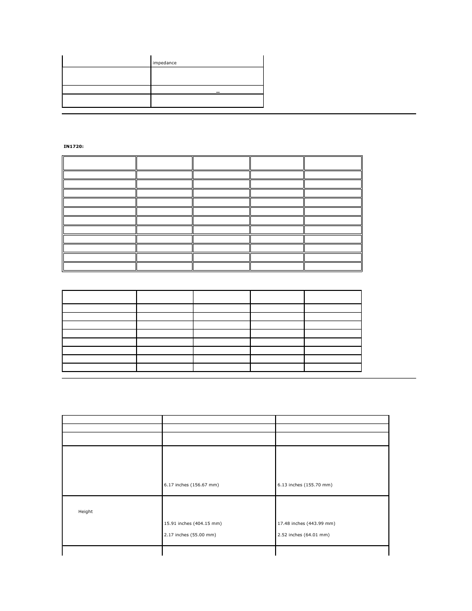 Preset display modes, Physical characteristics | Dell IN1920 Monitor User Manual | Page 7 / 31
