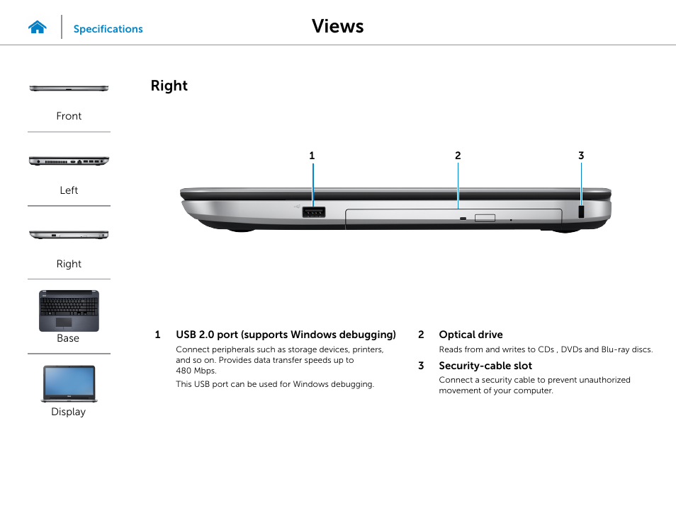 Right, Views | Dell Inspiron 15R (5537, Mid 2013) User Manual | Page 4 / 22