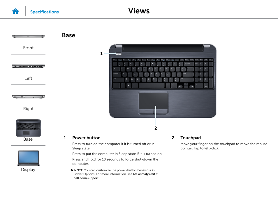 Base, Views | Dell Inspiron 15R (5537, Mid 2013) User Manual | Page 5 / 22