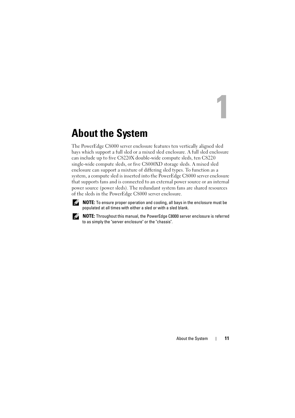 About the system | Dell PowerEdge C8000 User Manual | Page 11 / 294