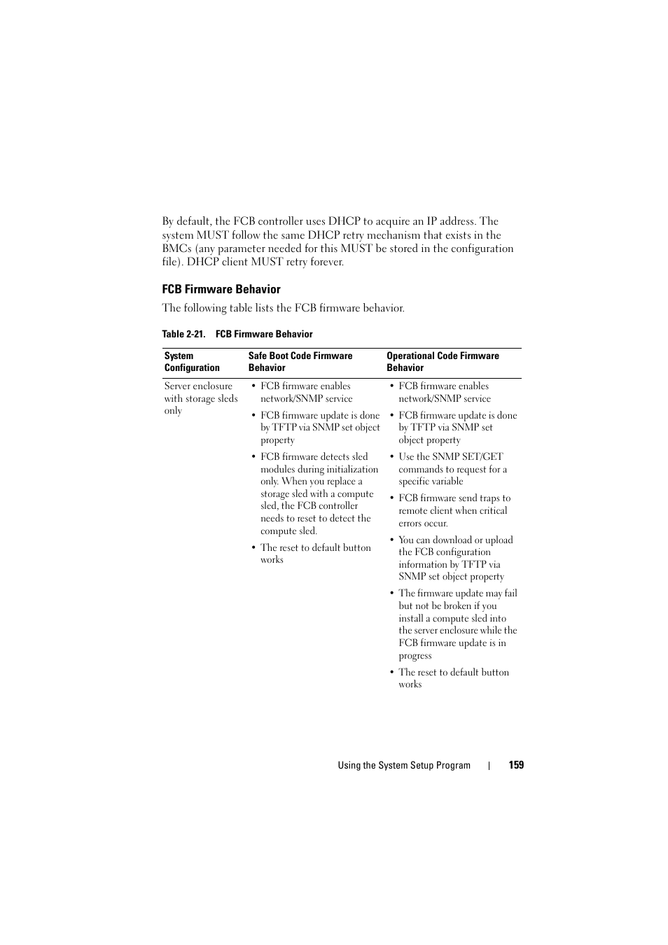 Fcb firmware behavior | Dell PowerEdge C8000 User Manual | Page 159 / 294