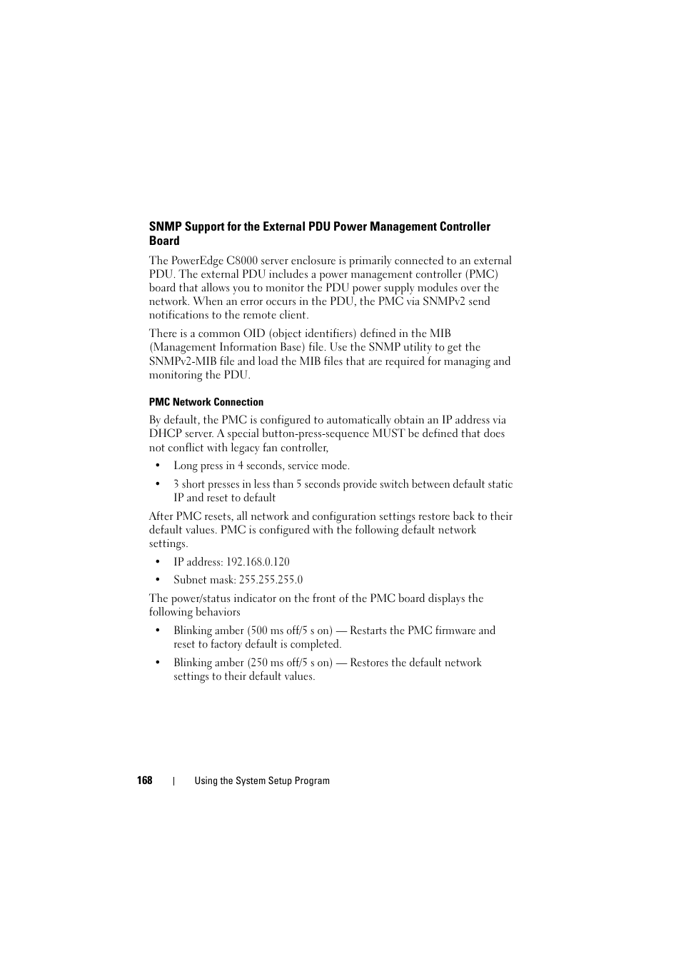 Snmp support for the external pdu power, Management controller board | Dell PowerEdge C8000 User Manual | Page 168 / 294