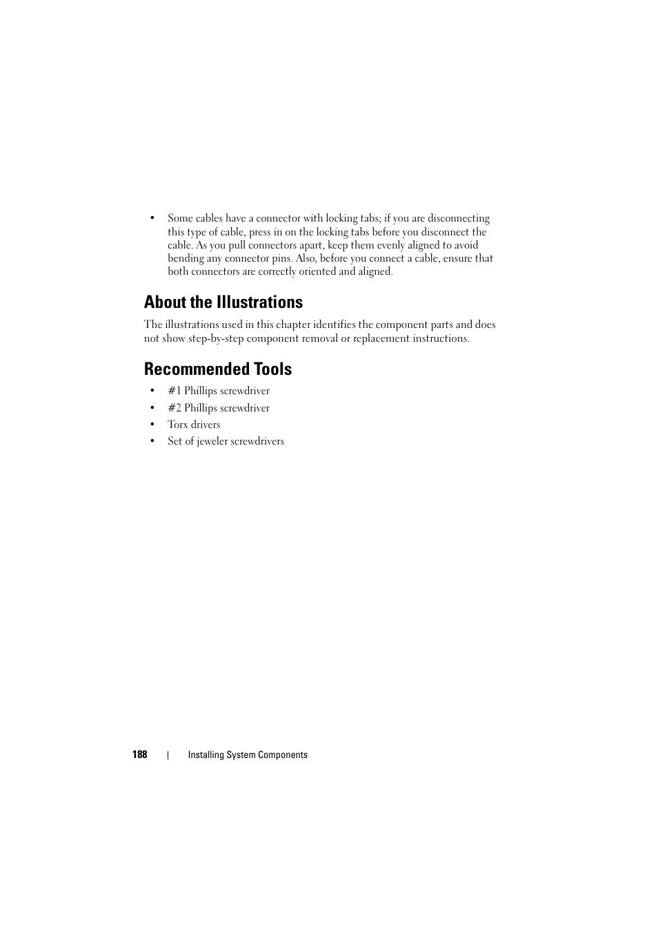 About the illustrations, Recommended tools | Dell PowerEdge C8000 User Manual | Page 188 / 294