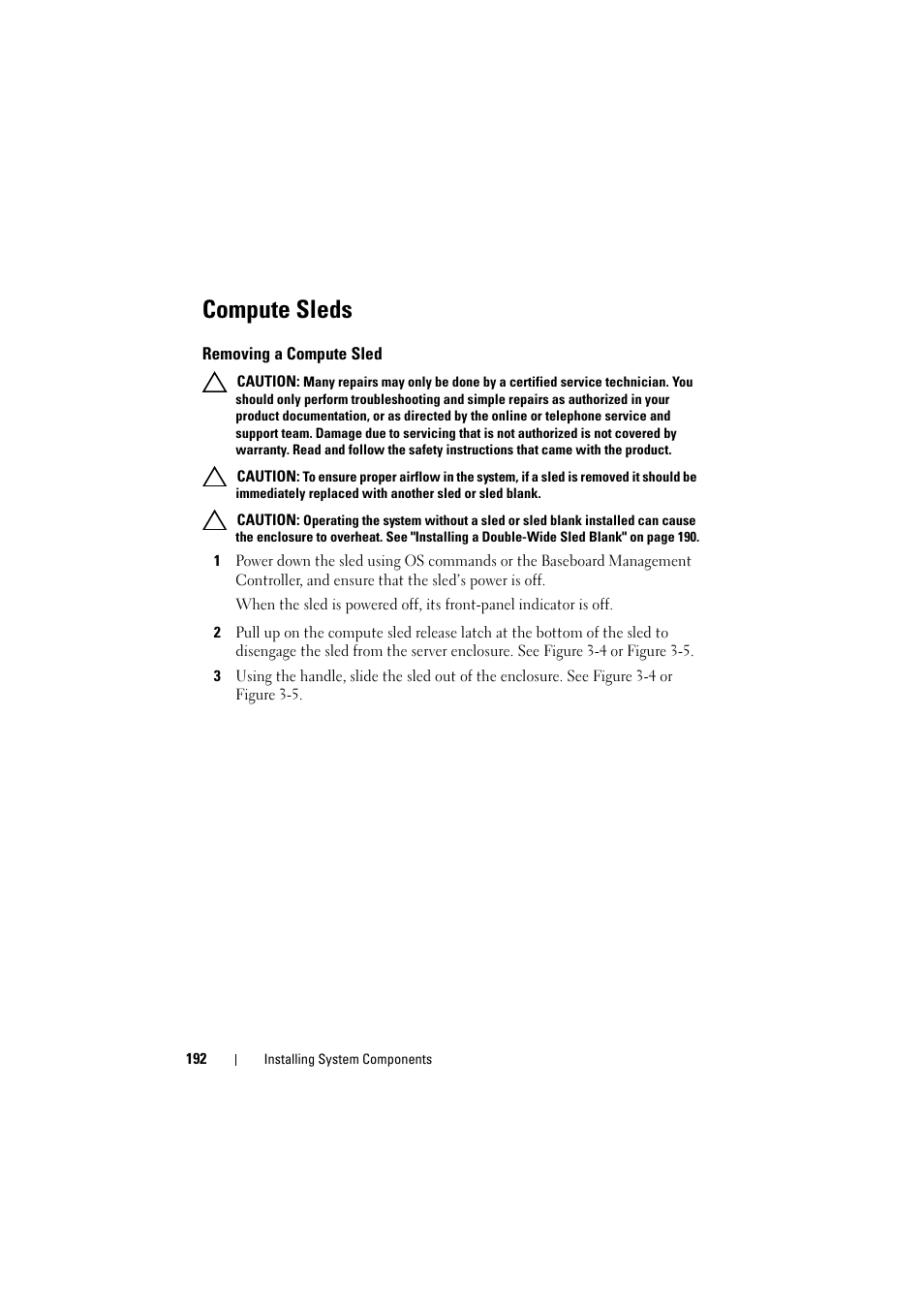 Compute sleds, Removing a compute sled | Dell PowerEdge C8000 User Manual | Page 192 / 294