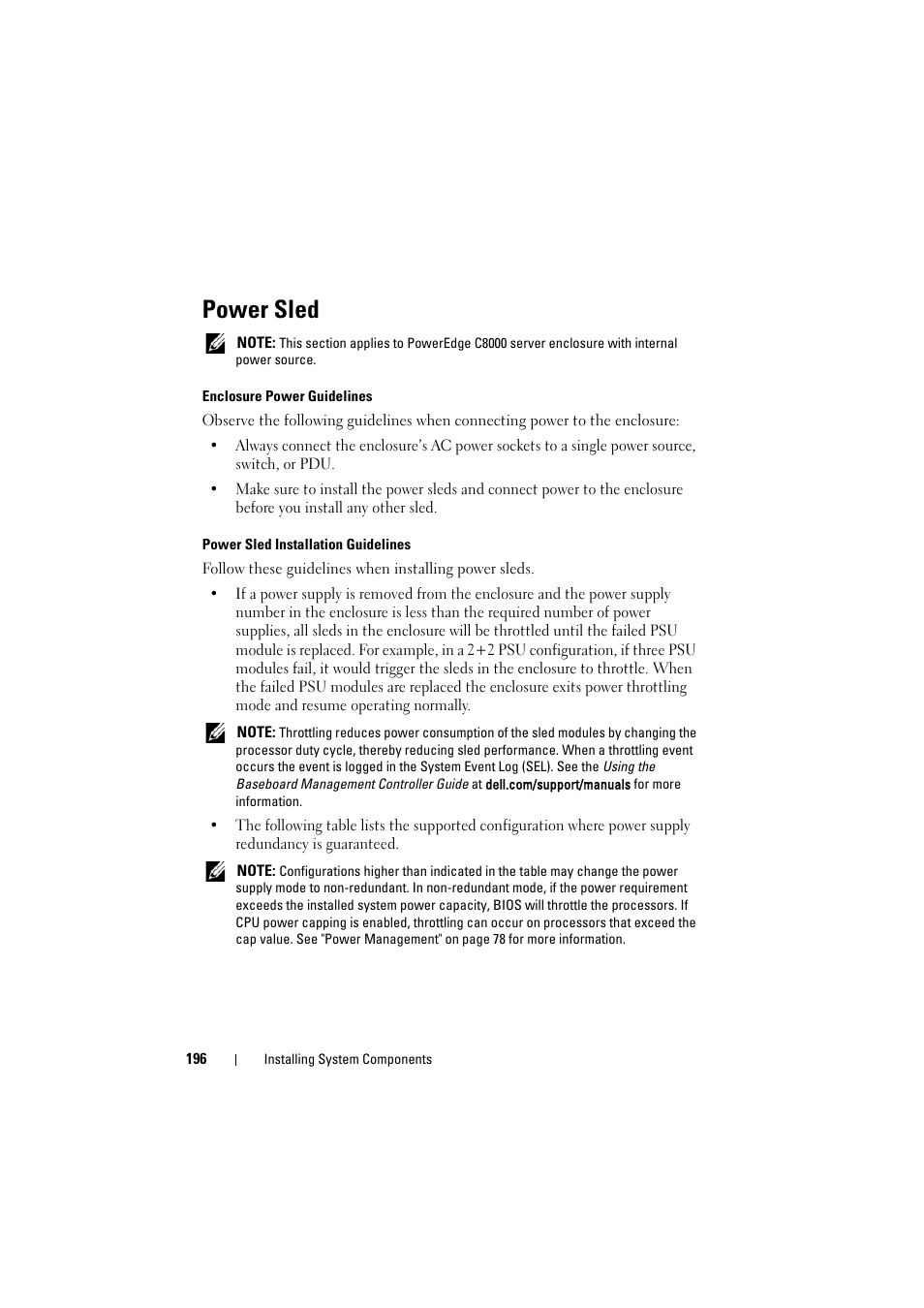 Power sled | Dell PowerEdge C8000 User Manual | Page 196 / 294