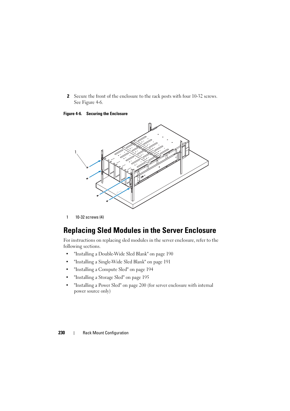Replacing sled modules in the server enclosure | Dell PowerEdge C8000 User Manual | Page 230 / 294