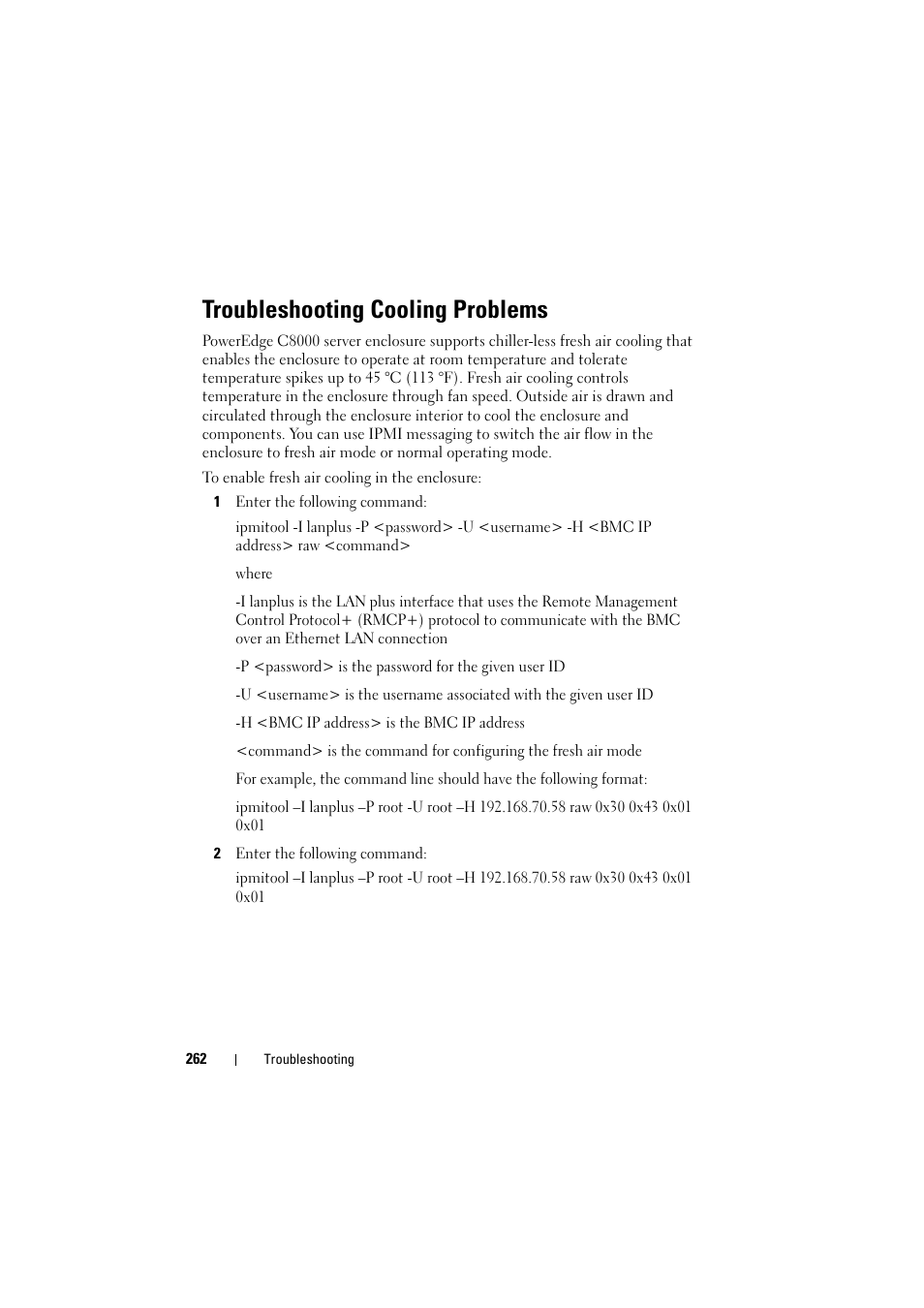 Troubleshooting cooling problems | Dell PowerEdge C8000 User Manual | Page 262 / 294