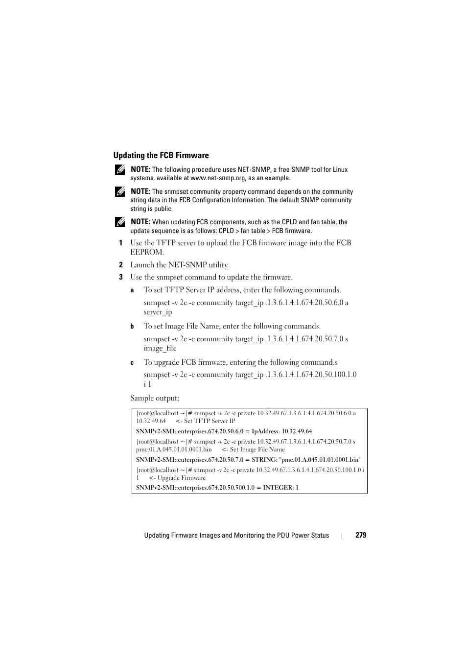 Updating the fcb firmware | Dell PowerEdge C8000 User Manual | Page 279 / 294