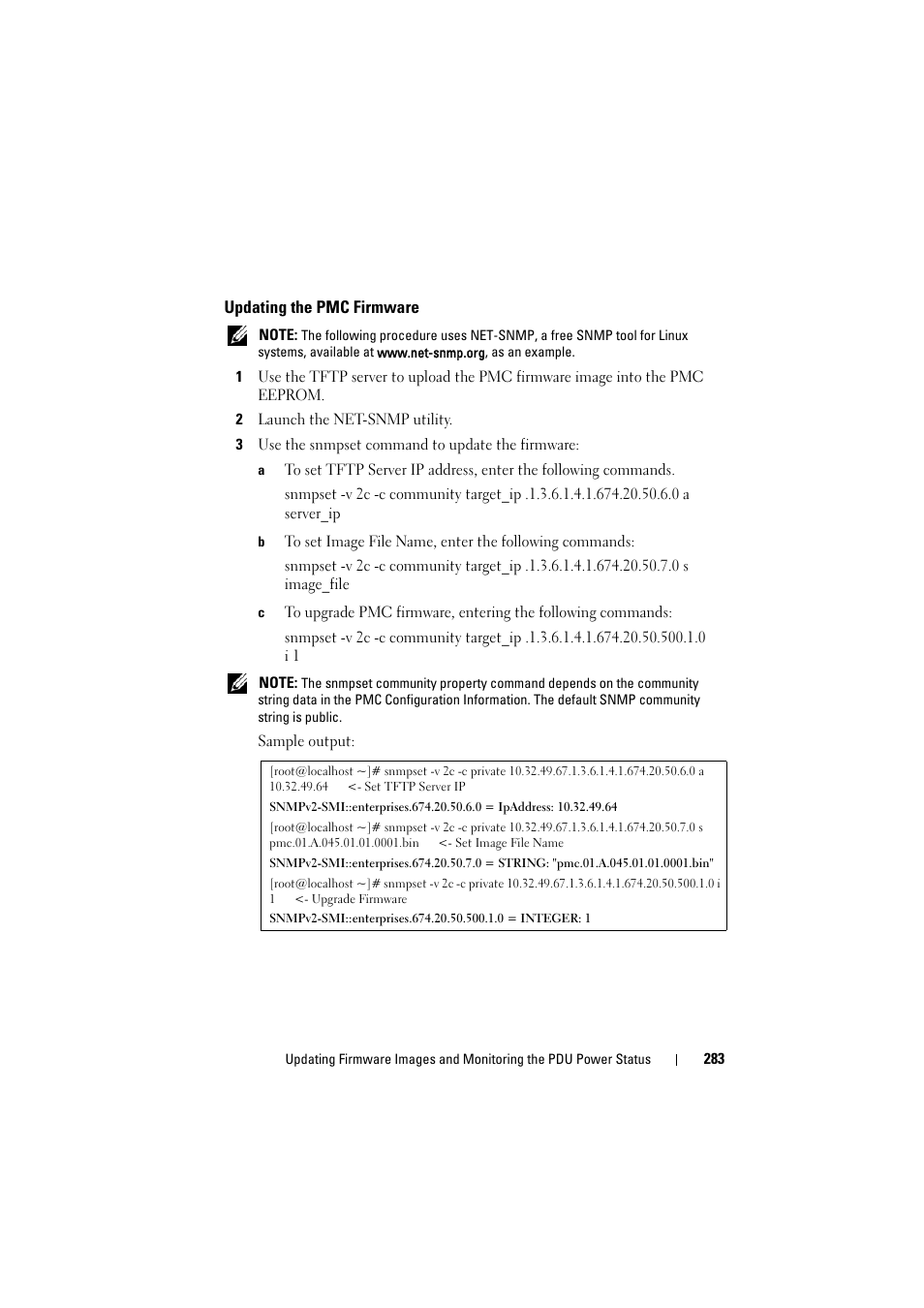 Updating the pmc firmware | Dell PowerEdge C8000 User Manual | Page 283 / 294