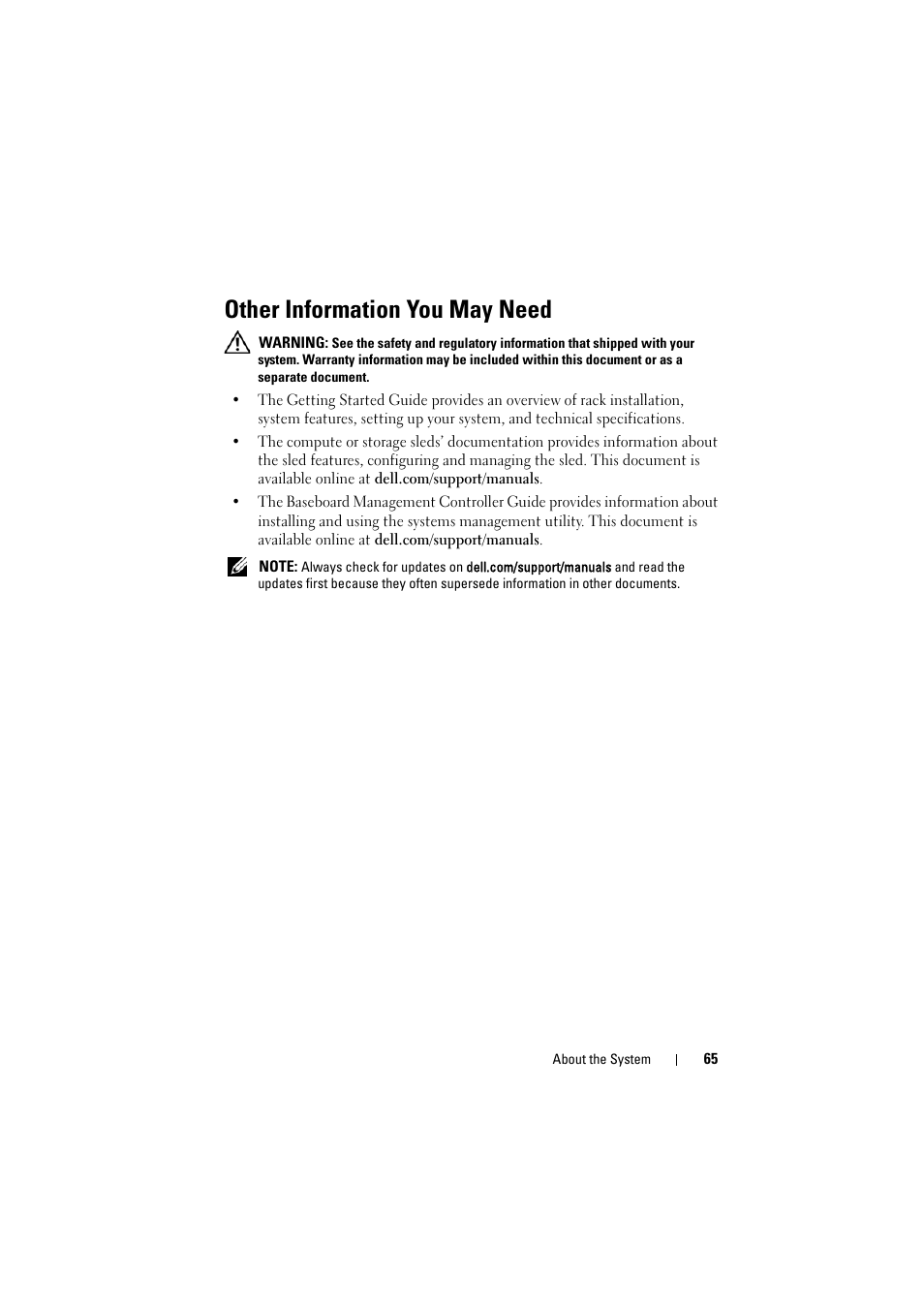 Other information you may need | Dell PowerEdge C8000 User Manual | Page 65 / 294