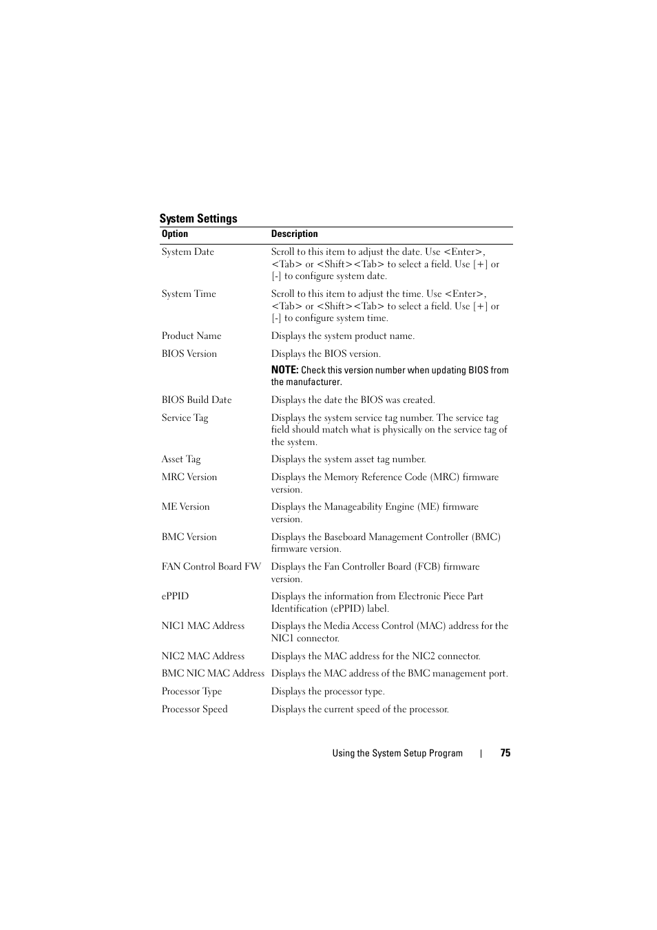 System settings | Dell PowerEdge C8000 User Manual | Page 75 / 294