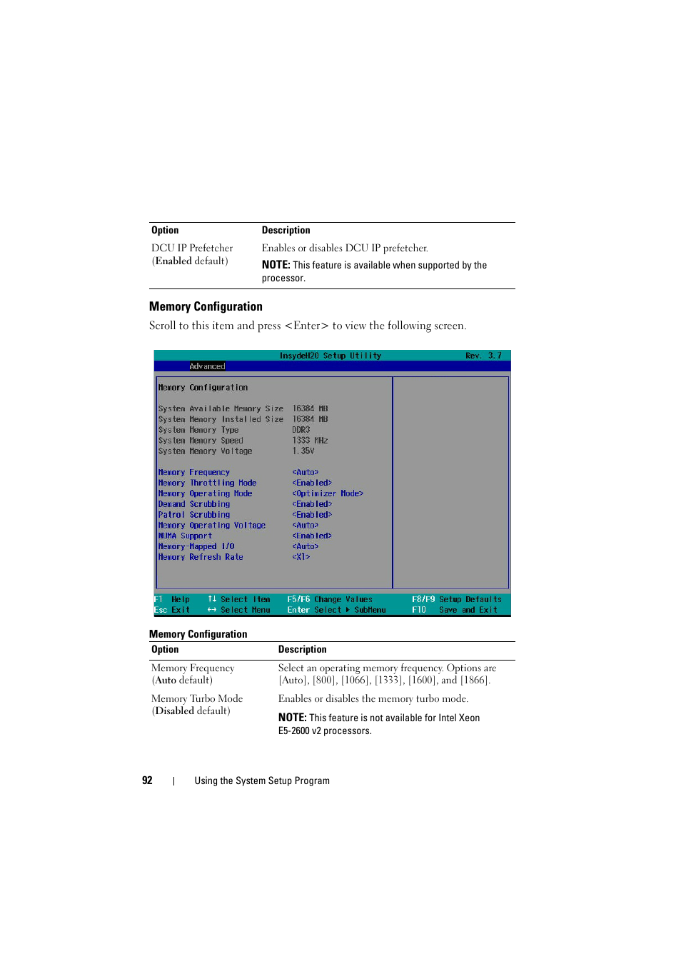Memory configuration, E "memory | Dell PowerEdge C8000 User Manual | Page 92 / 294