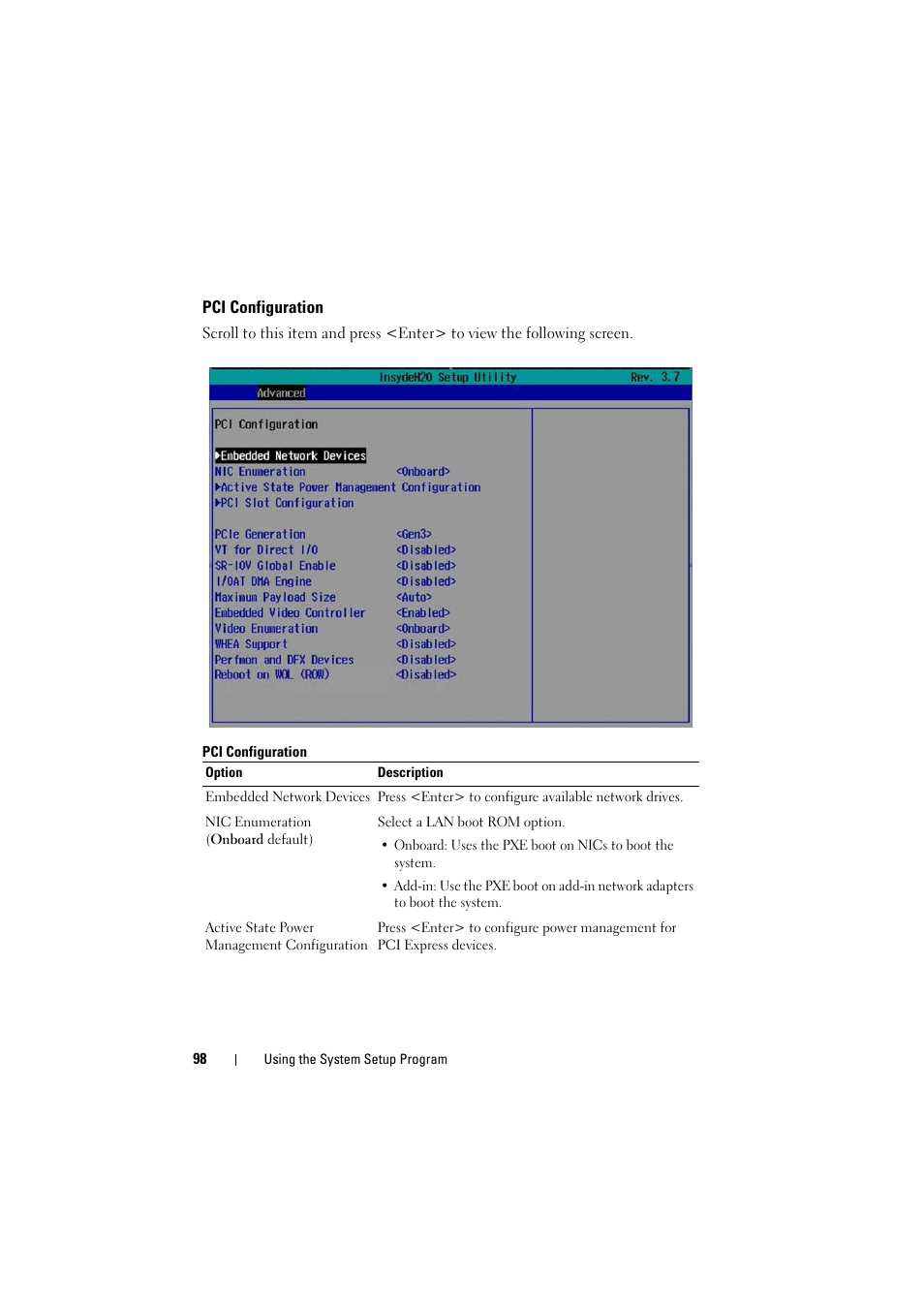 Pci configuration | Dell PowerEdge C8000 User Manual | Page 98 / 294