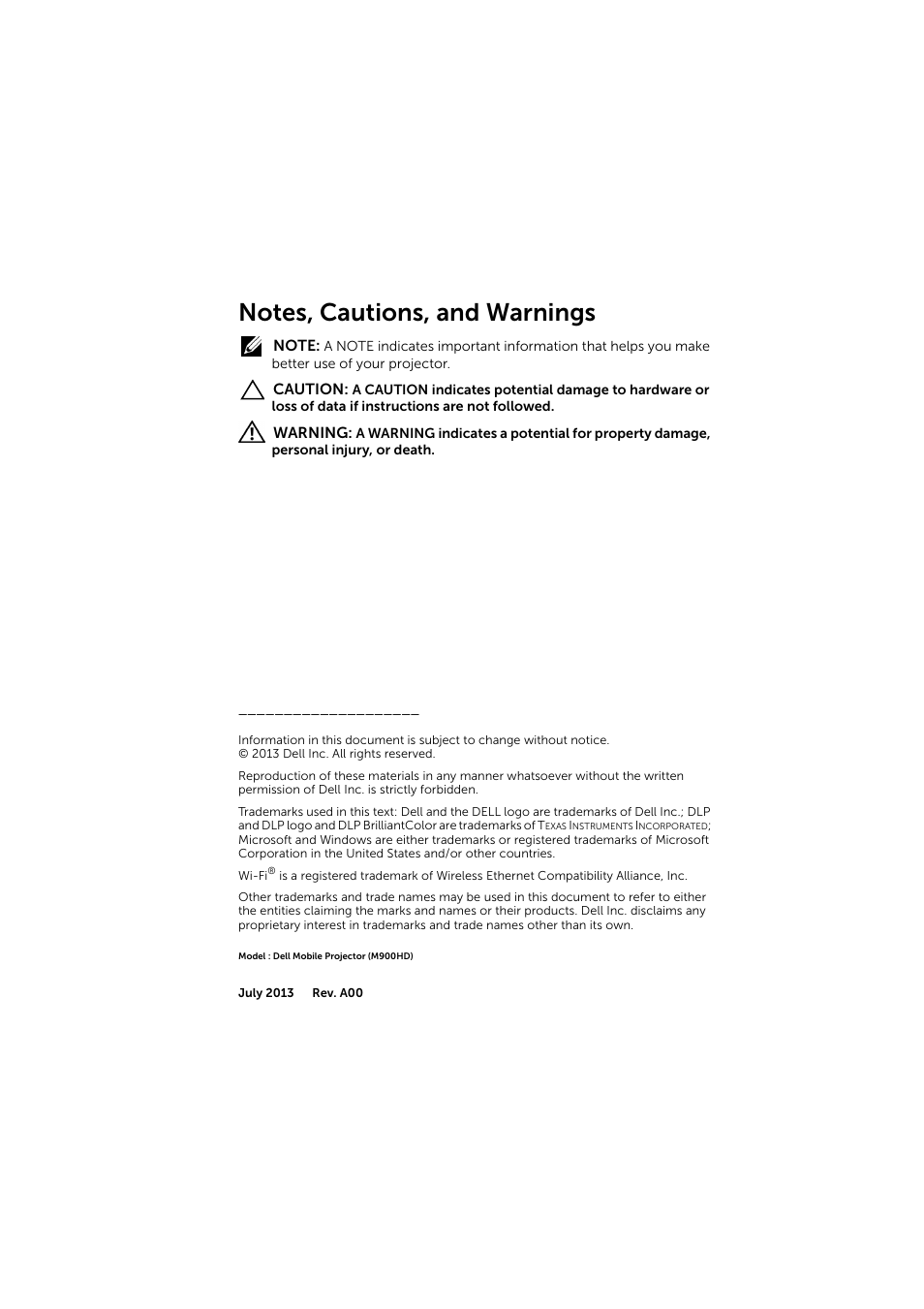 Dell Mobile Projector M900HD User Manual | Page 2 / 84