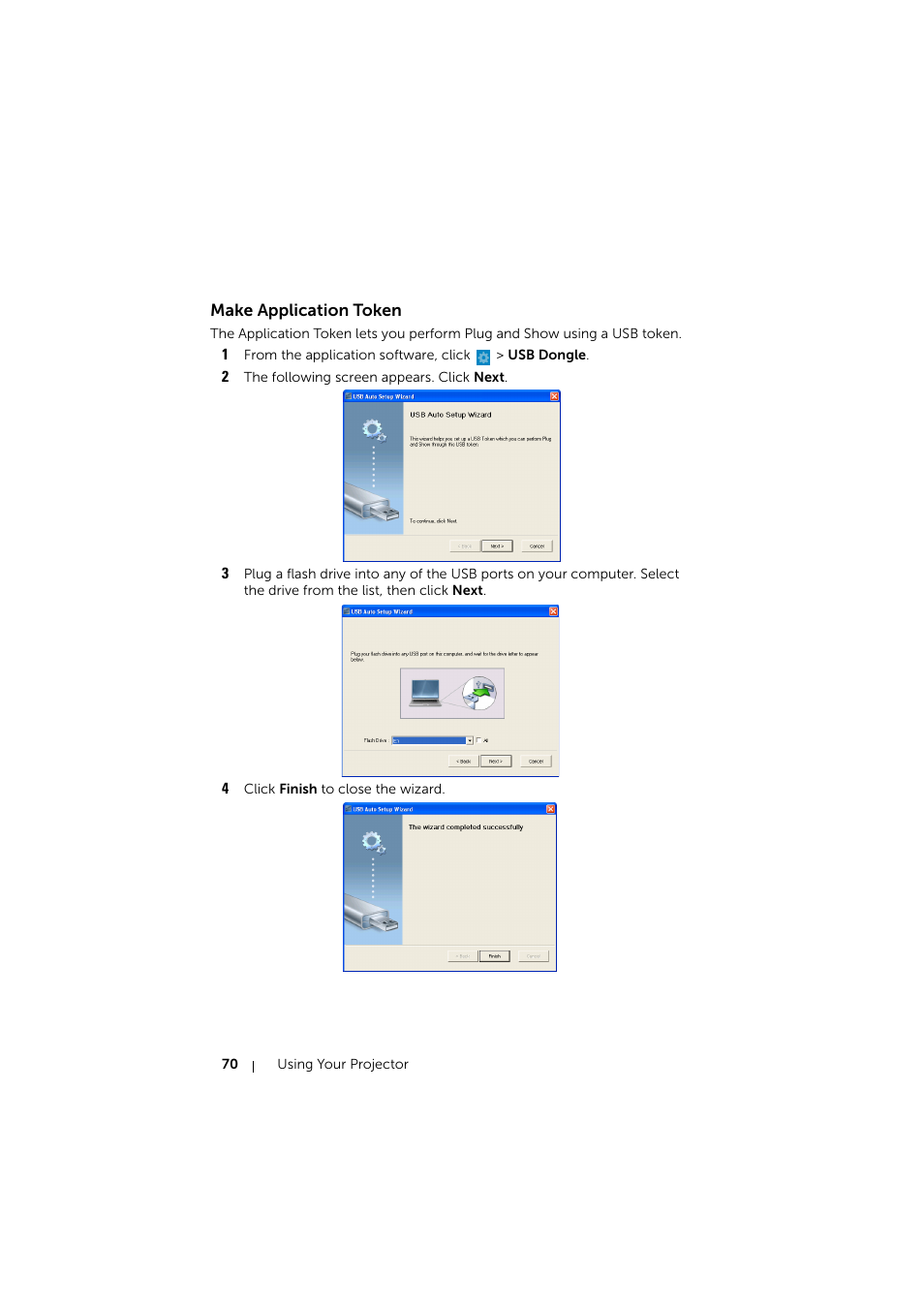 Make application token | Dell Mobile Projector M900HD User Manual | Page 70 / 84