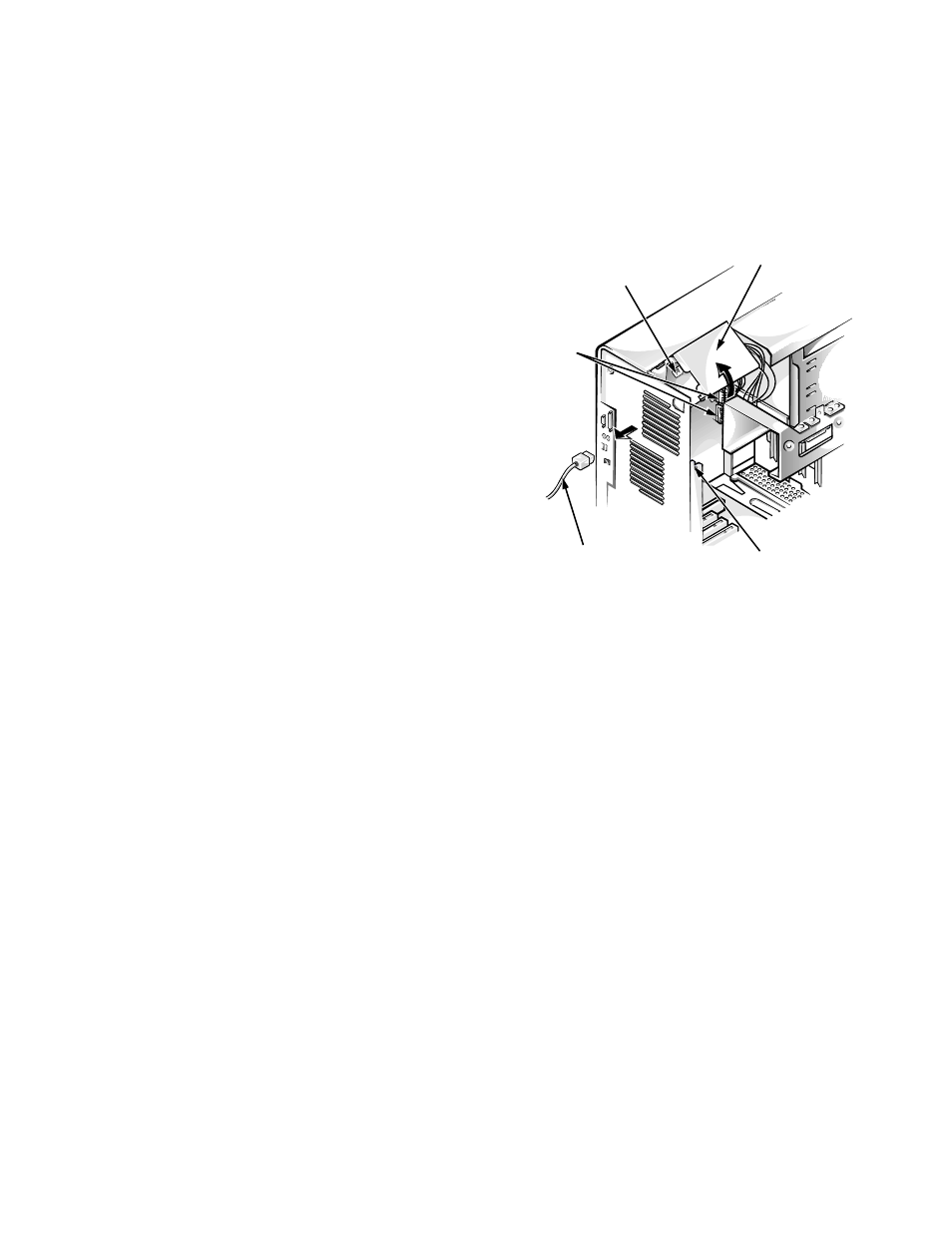 Rotating the power supply away from the system boa | Dell OptiPlex Gxi User Manual | Page 66 / 126