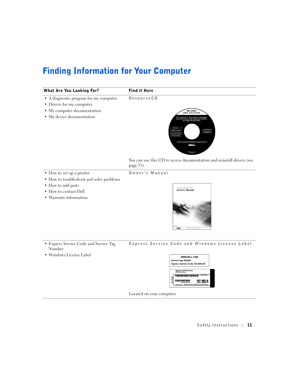 Dell Dimension 4500S User Manual | Page 11 / 132