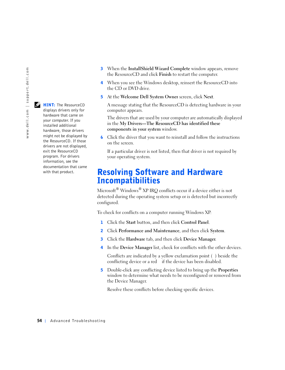 Dell Dimension 4500S User Manual | Page 54 / 132