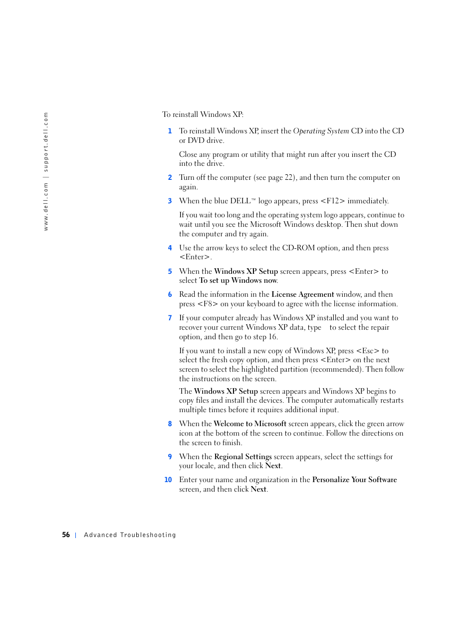 Dell Dimension 4500S User Manual | Page 56 / 132