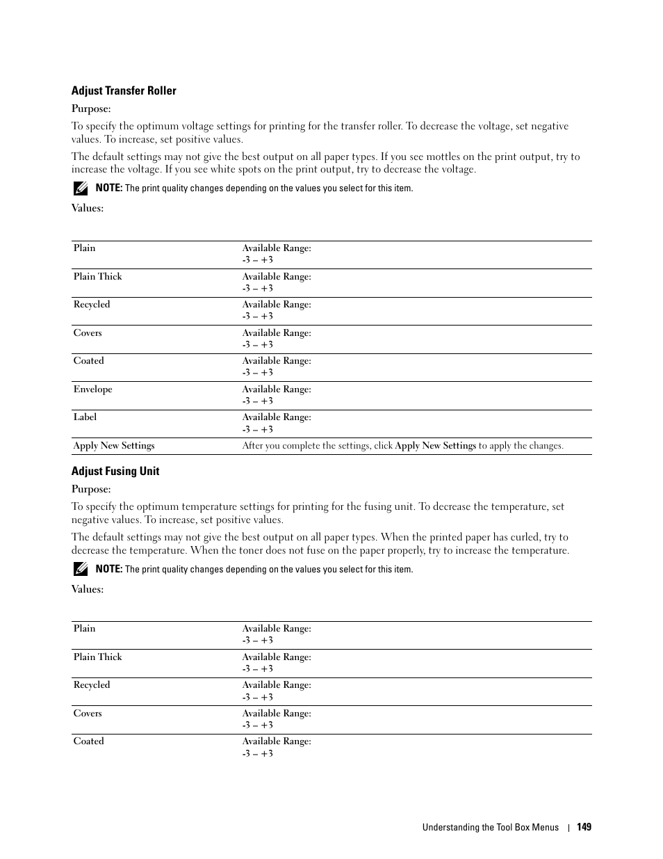 Adjust transfer roller, Adjust fusing unit | Dell C1765NF MFP Laser Printer User Manual | Page 151 / 376