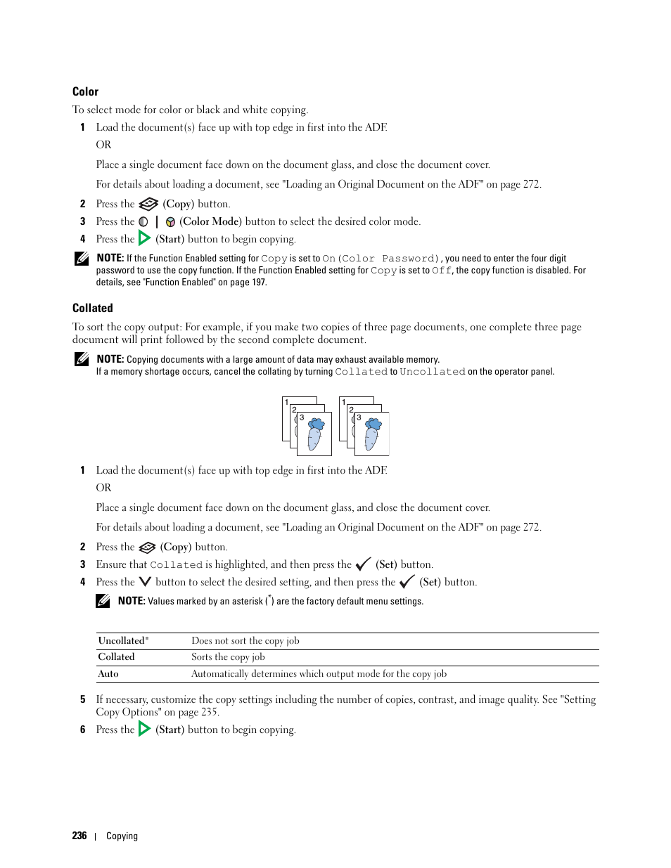 Color, Collated | Dell C1765NF MFP Laser Printer User Manual | Page 238 / 376
