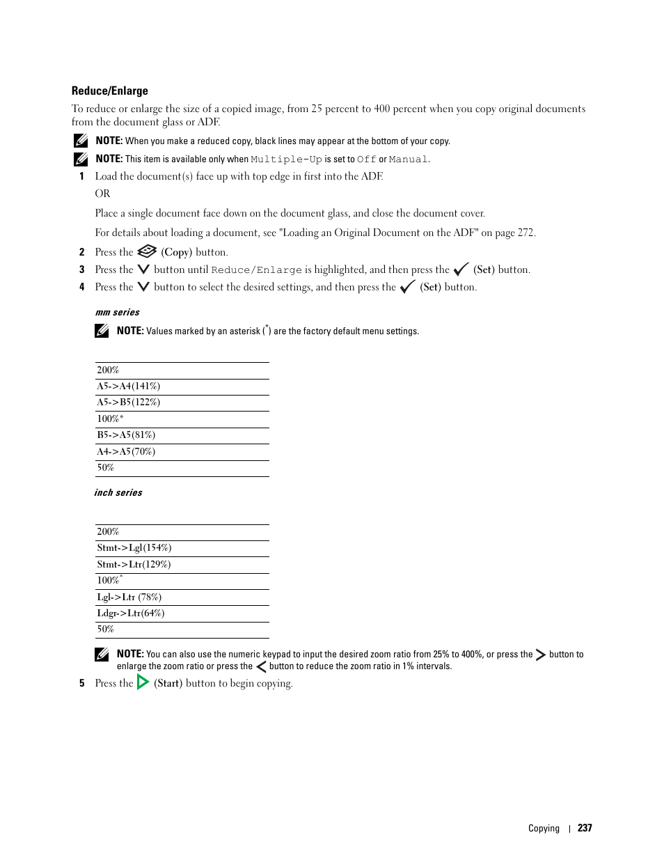 Reduce/enlarge | Dell C1765NF MFP Laser Printer User Manual | Page 239 / 376