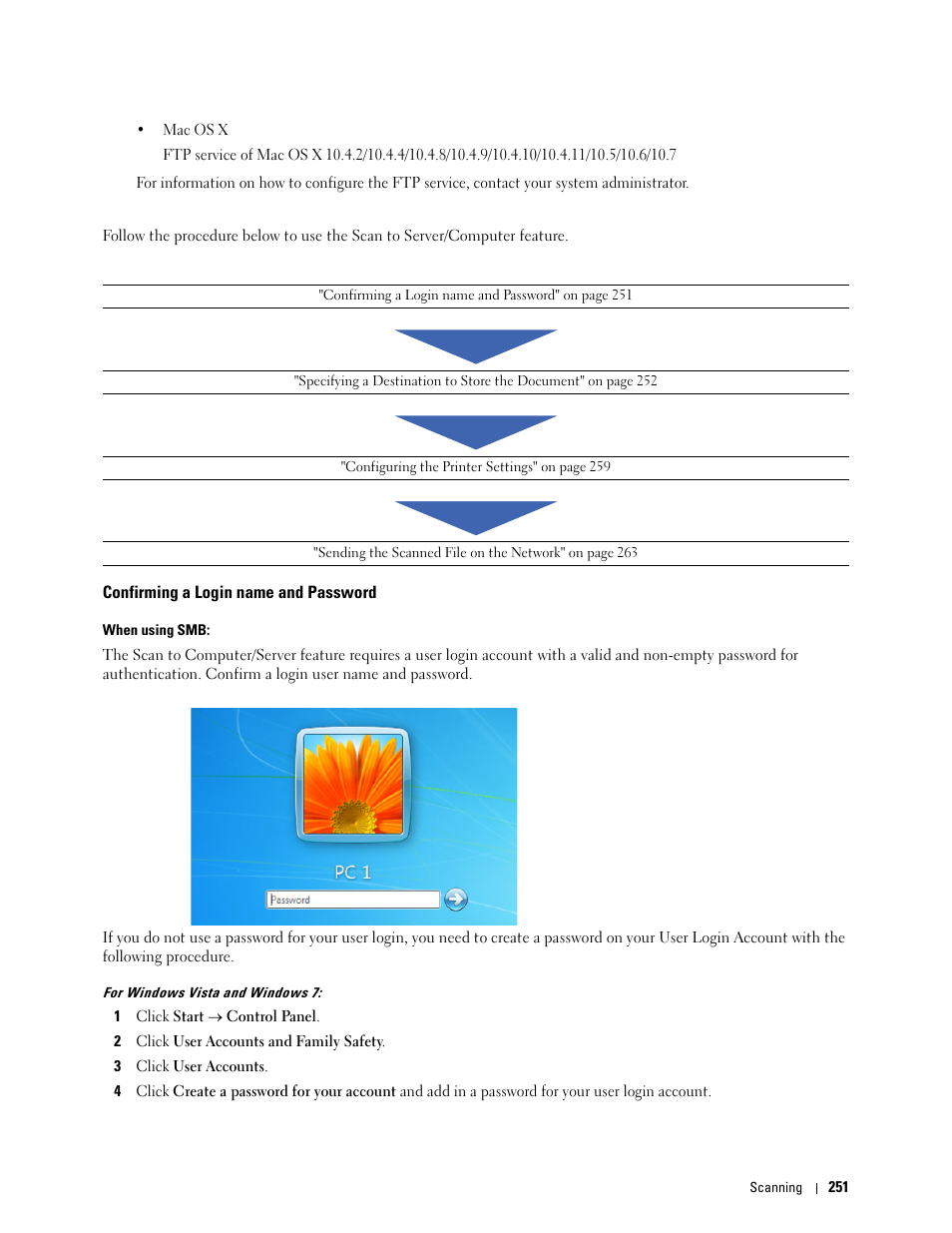 Confirming a login name and password | Dell C1765NF MFP Laser Printer User Manual | Page 253 / 376