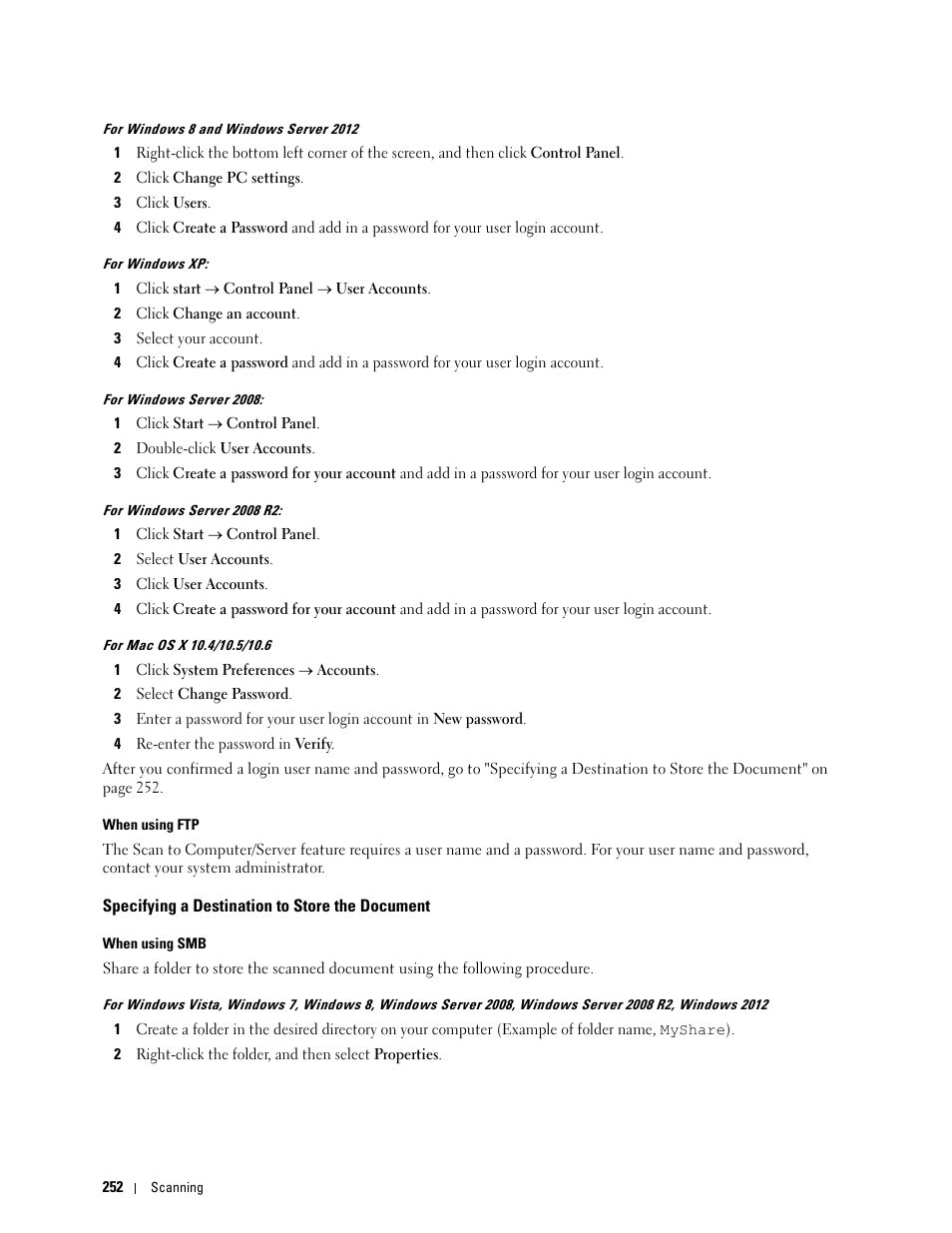 Specifying a destination to store the document | Dell C1765NF MFP Laser Printer User Manual | Page 254 / 376