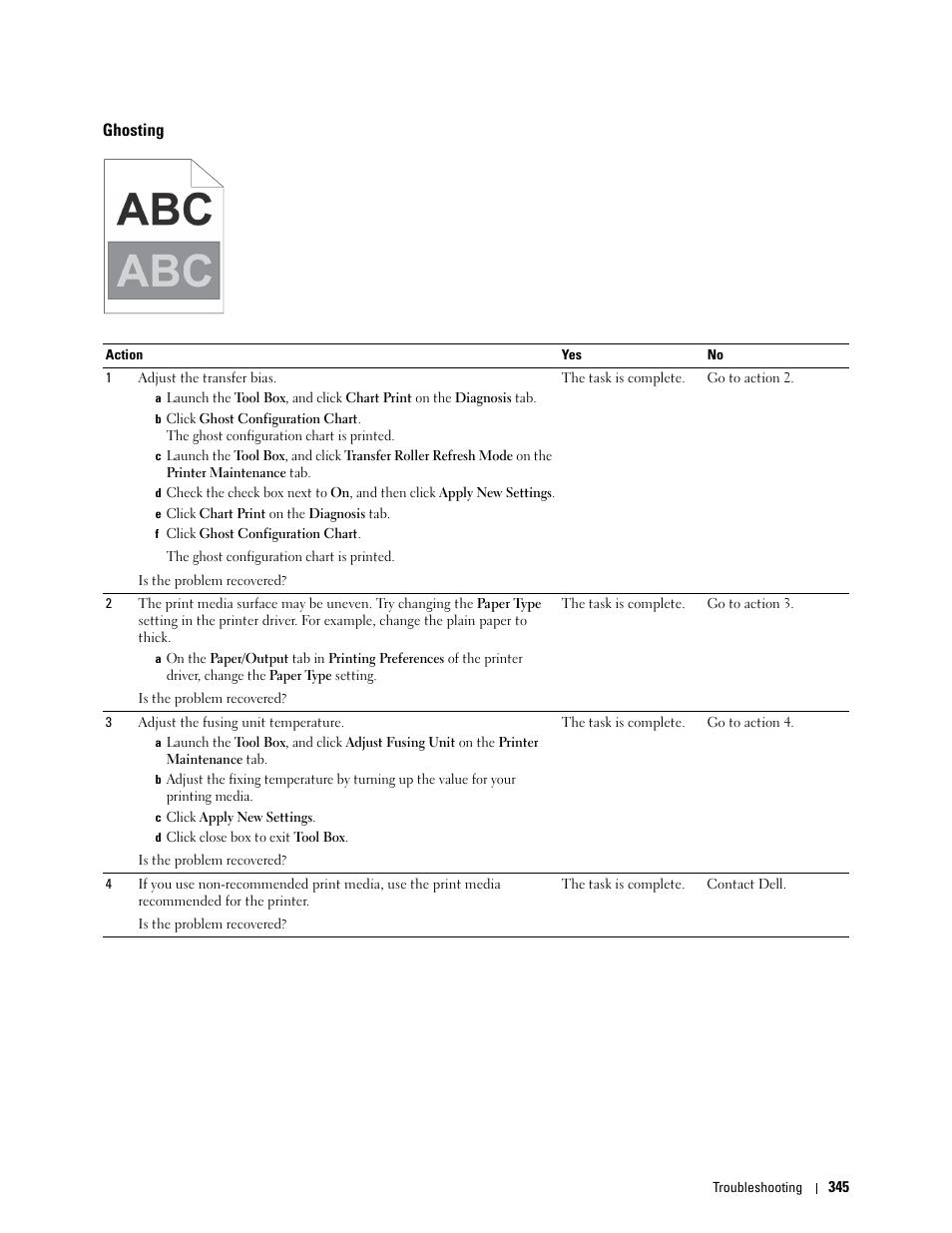 Ghosting | Dell C1765NF MFP Laser Printer User Manual | Page 347 / 376