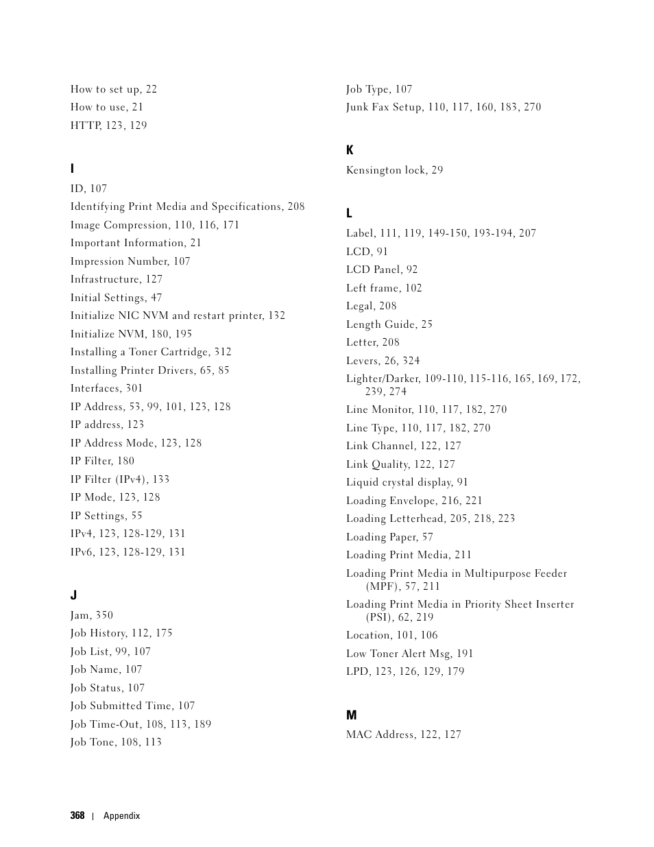 Dell C1765NF MFP Laser Printer User Manual | Page 370 / 376