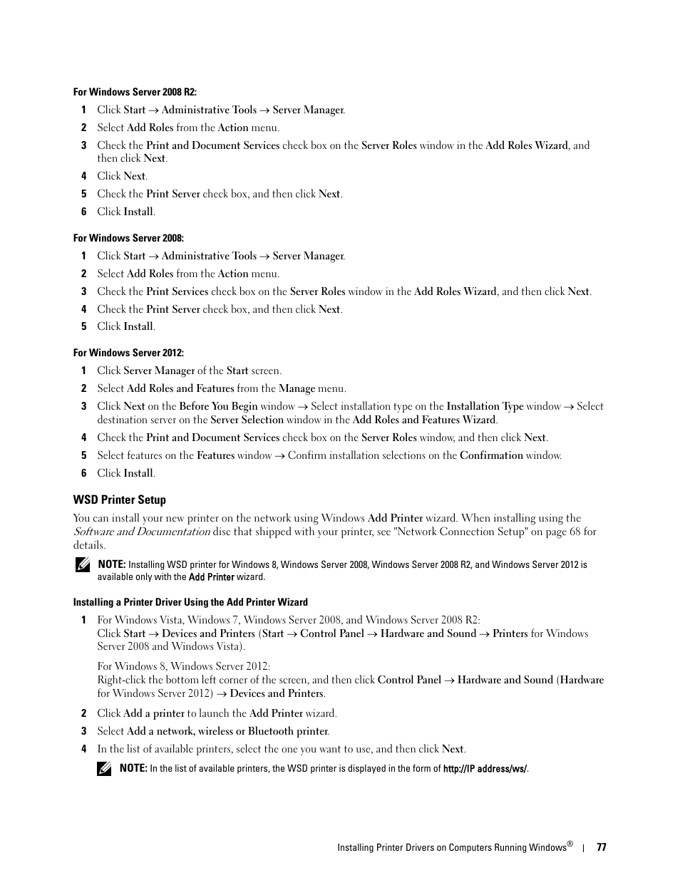 Wsd printer setup | Dell C1765NF MFP Laser Printer User Manual | Page 79 / 376