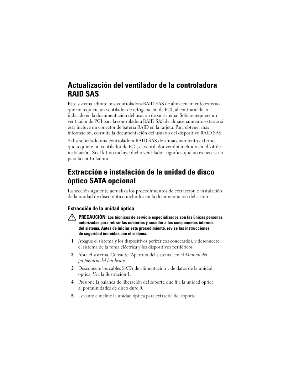 Extracción de la unidad óptica | Dell PowerEdge R200 User Manual | Page 26 / 28