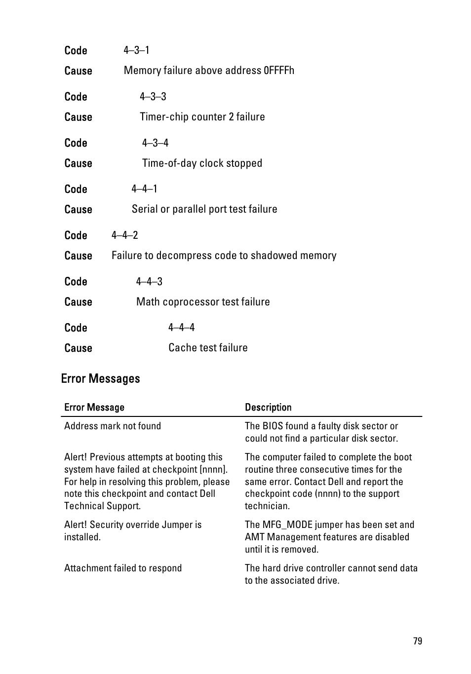 Error messages | Dell OptiPlex 390 (Mid 2011) User Manual | Page 79 / 92