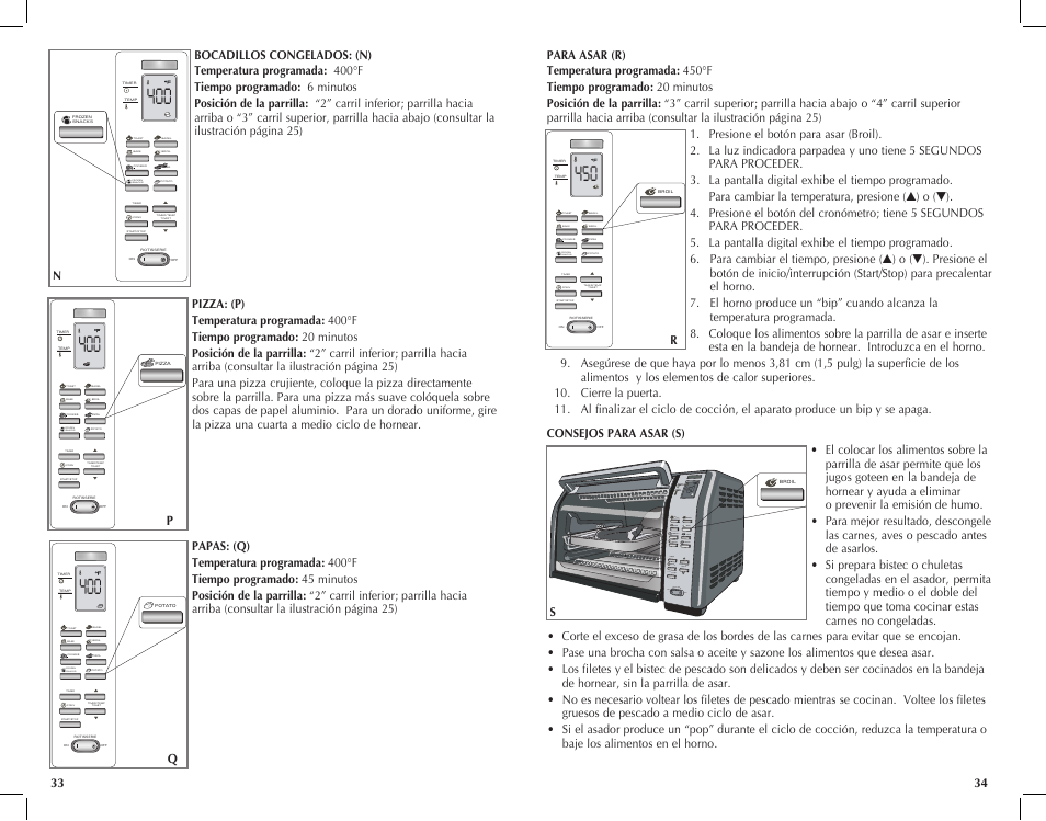 Frozen snacks | Black & Decker CTO7100B User Manual | Page 18 / 37