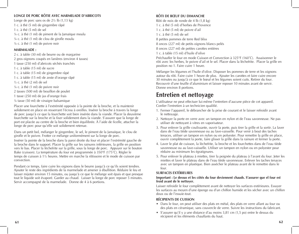 Entretien et nettoyage | Black & Decker CTO7100B User Manual | Page 32 / 37