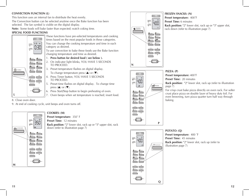 Frozen snacks | Black & Decker CTO7100B User Manual | Page 7 / 37