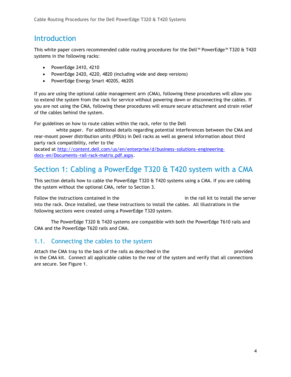 Introduction, Connecting the cables to the system | Dell PowerEdge Rack Enclosure 4220 User Manual | Page 4 / 9